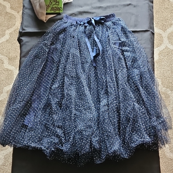 Choklate Paris Dresses & Skirts - Choklate Paris Navy Polka Dot Tulle Skater Skirt M